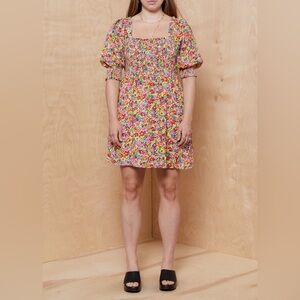 Rixo for Target puff sleeve mini dress with smocking